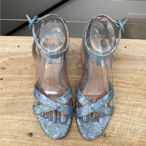 Margaux The City Sandal OTM Blue Floral Satin Over The Moon Elegant Handmade 36 - Picture 4 of 12